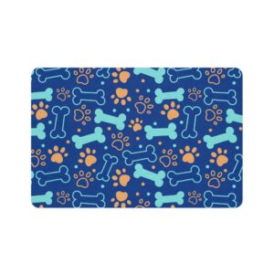 Pet Food Mat with Bone and Paw Print Design