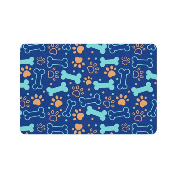Pet Food Mat with Bone and Paw Print Design